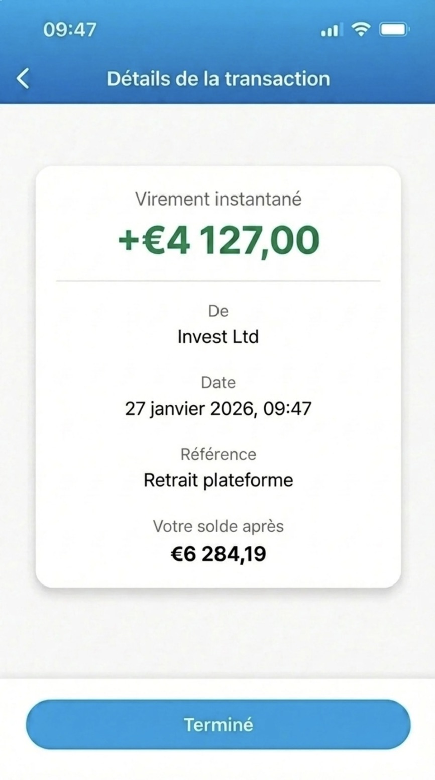 Capture bancaire — virement Invest Ltd